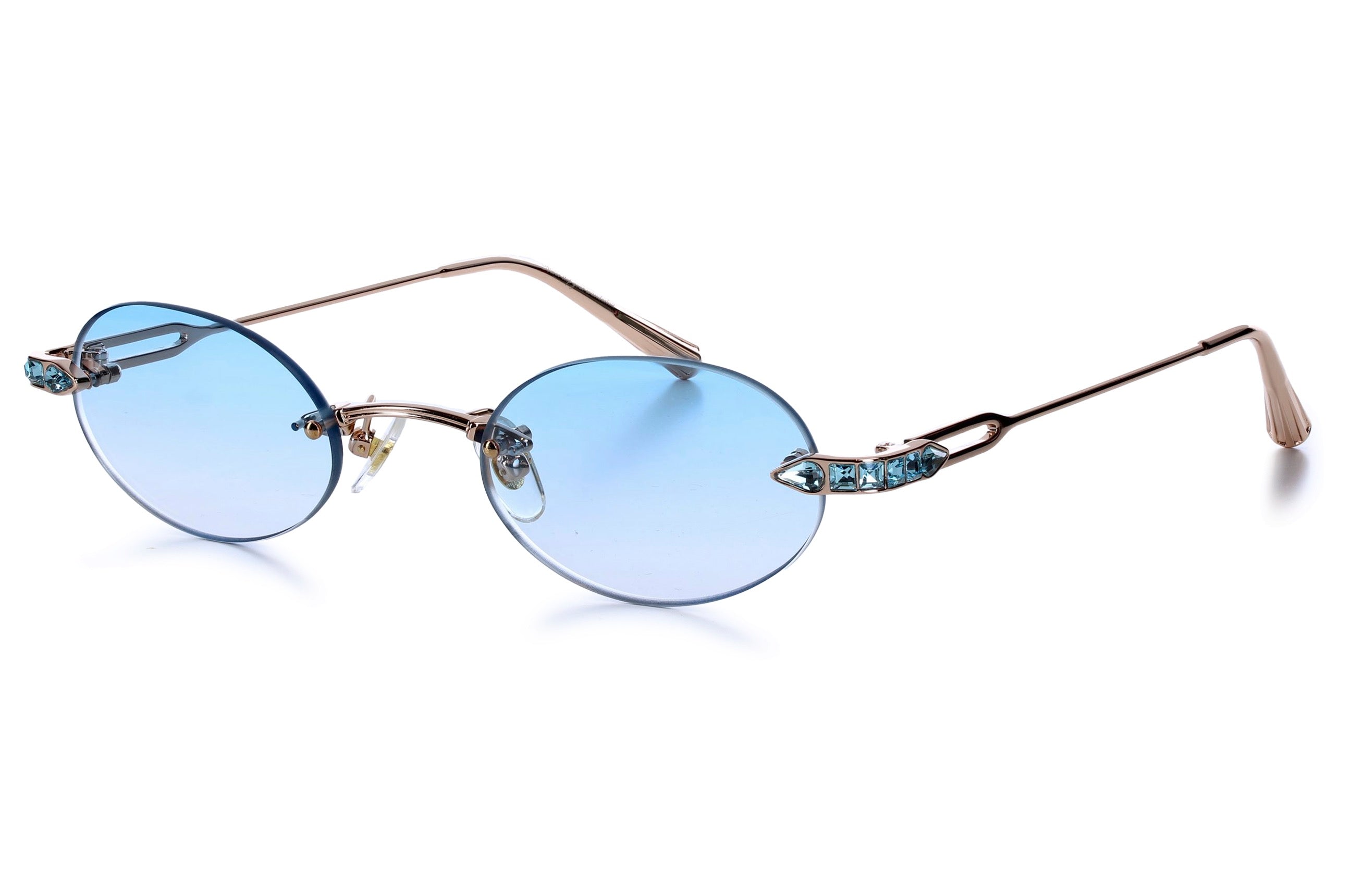 Rose Gold - Aqua Bohemica Crystal - Blue lenses