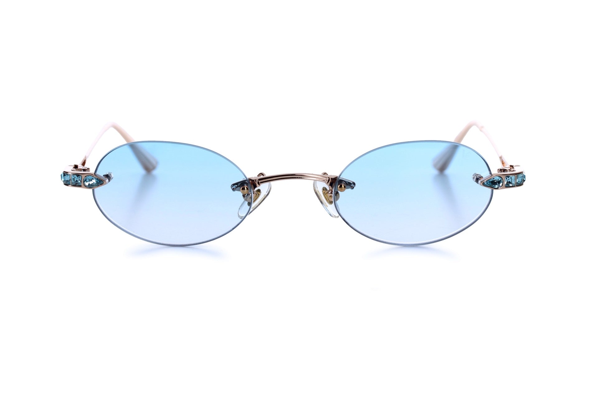 Rose Gold - Aqua Bohemica Crystal - Blue lenses