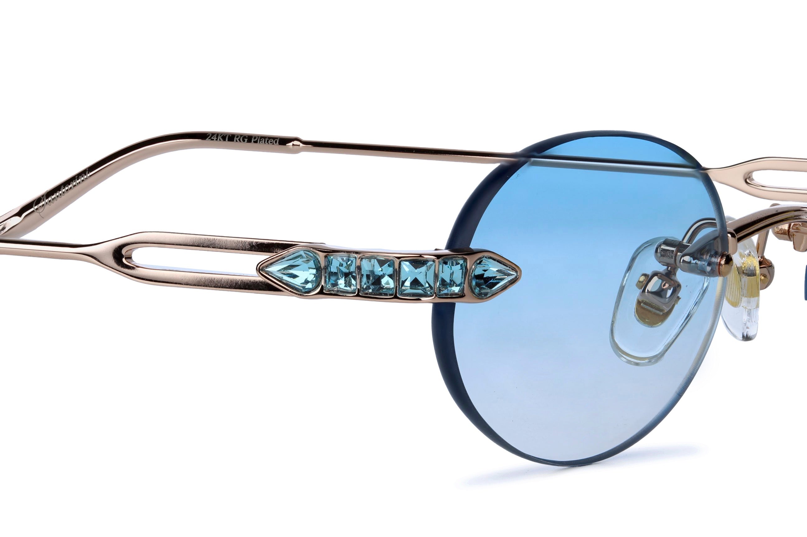 Rose Gold - Aqua Bohemica Crystal - Blue lenses