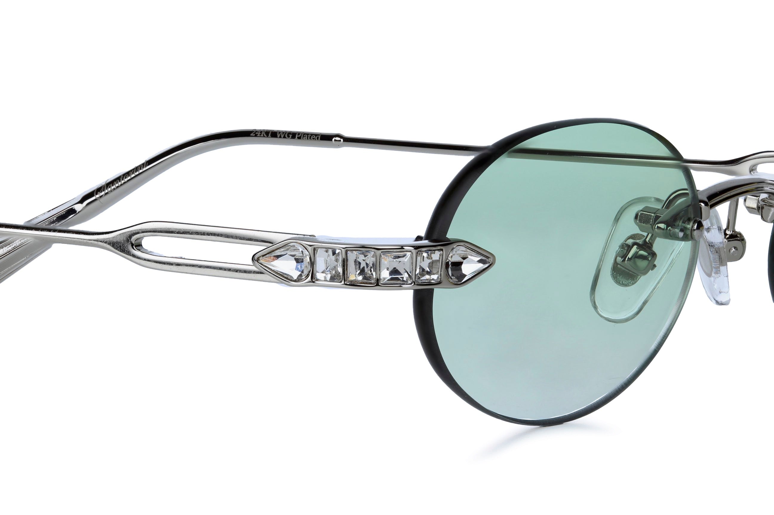 White Gold - Clear Crystal - Green lenses
