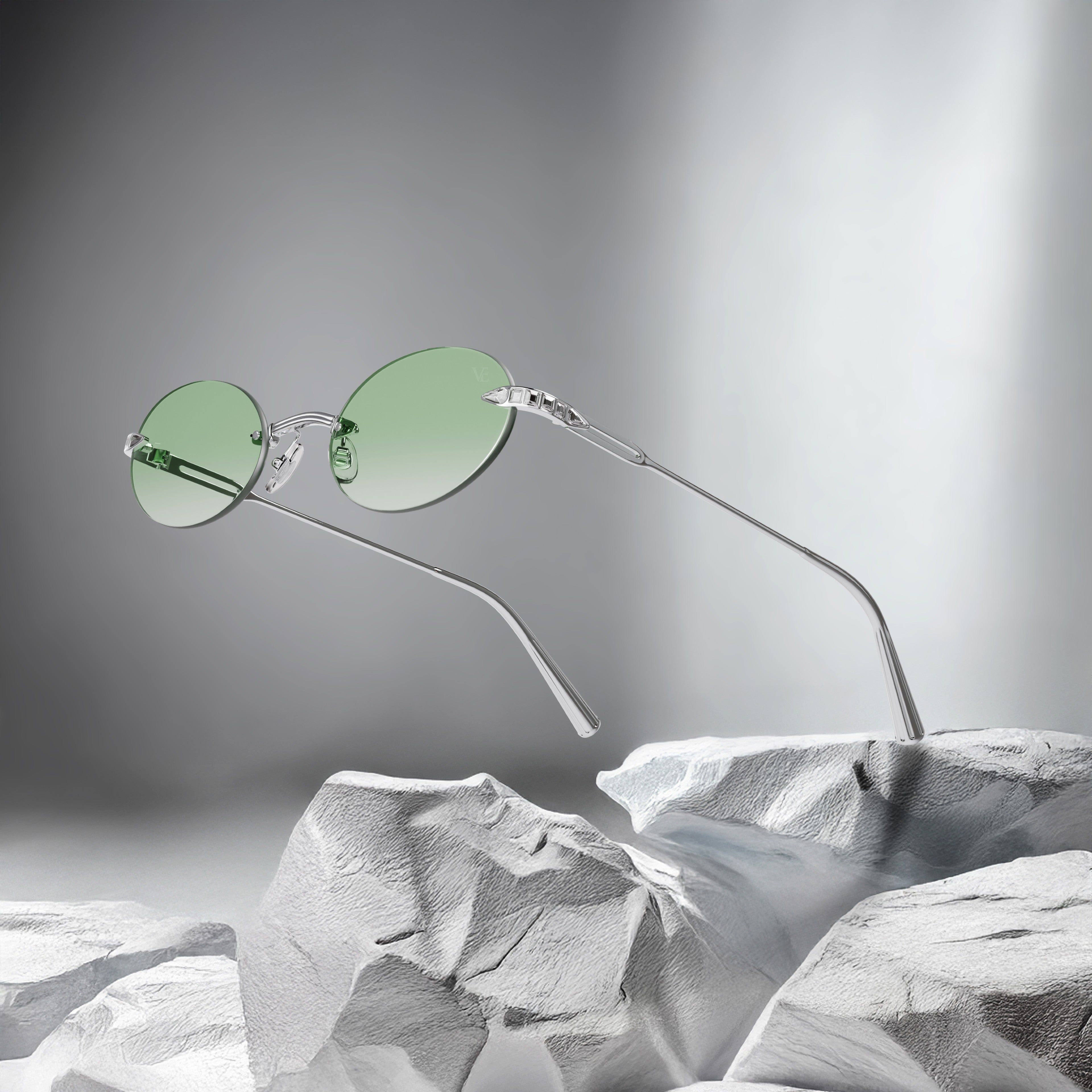 White Gold - Clear Crystal - Green lenses