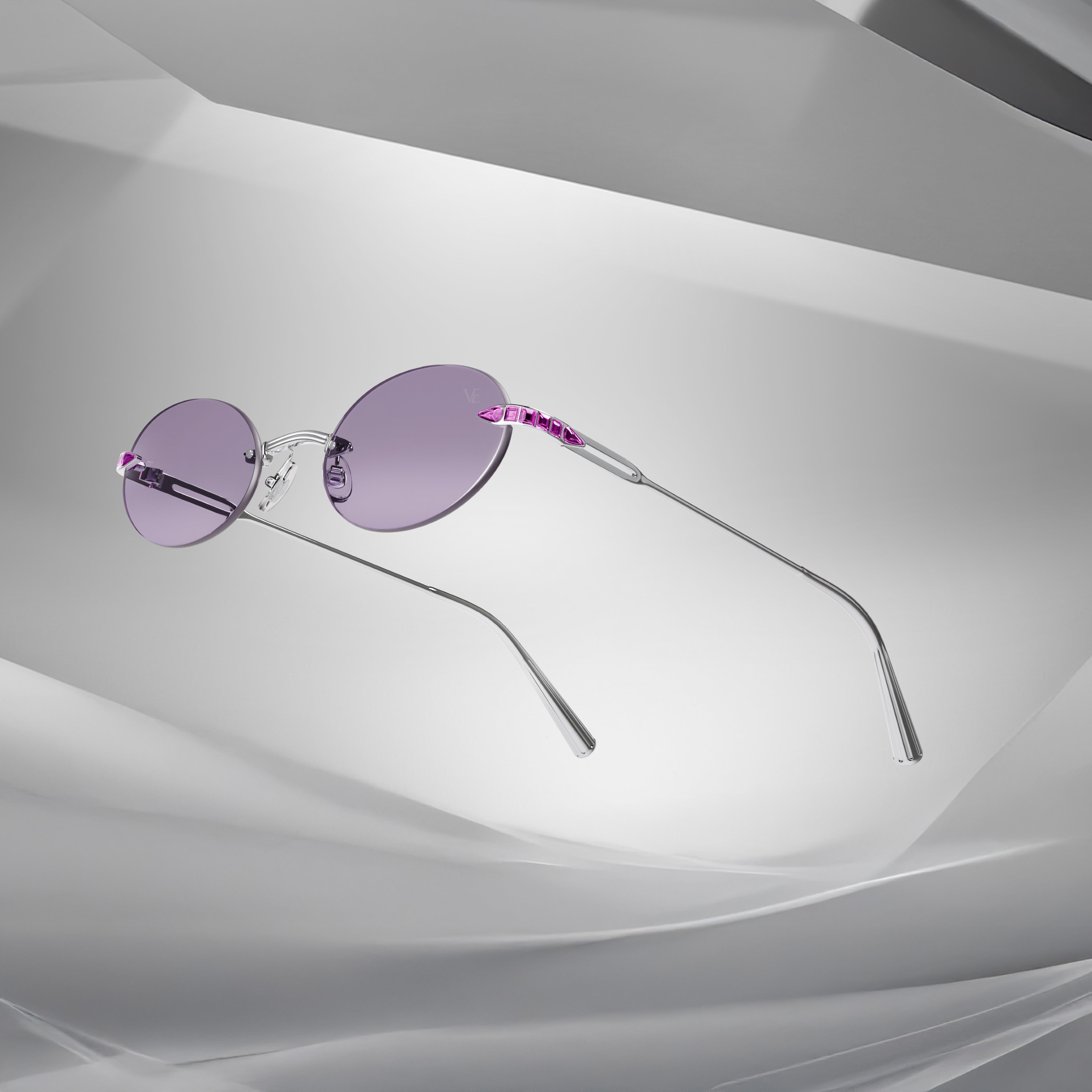 White Gold - Fuchsia Crystal - Purple lenses