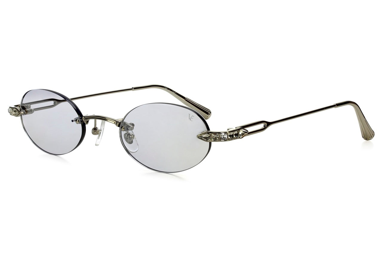 White Gold - Clear Crystal - Light Gray Flash Silver lenses