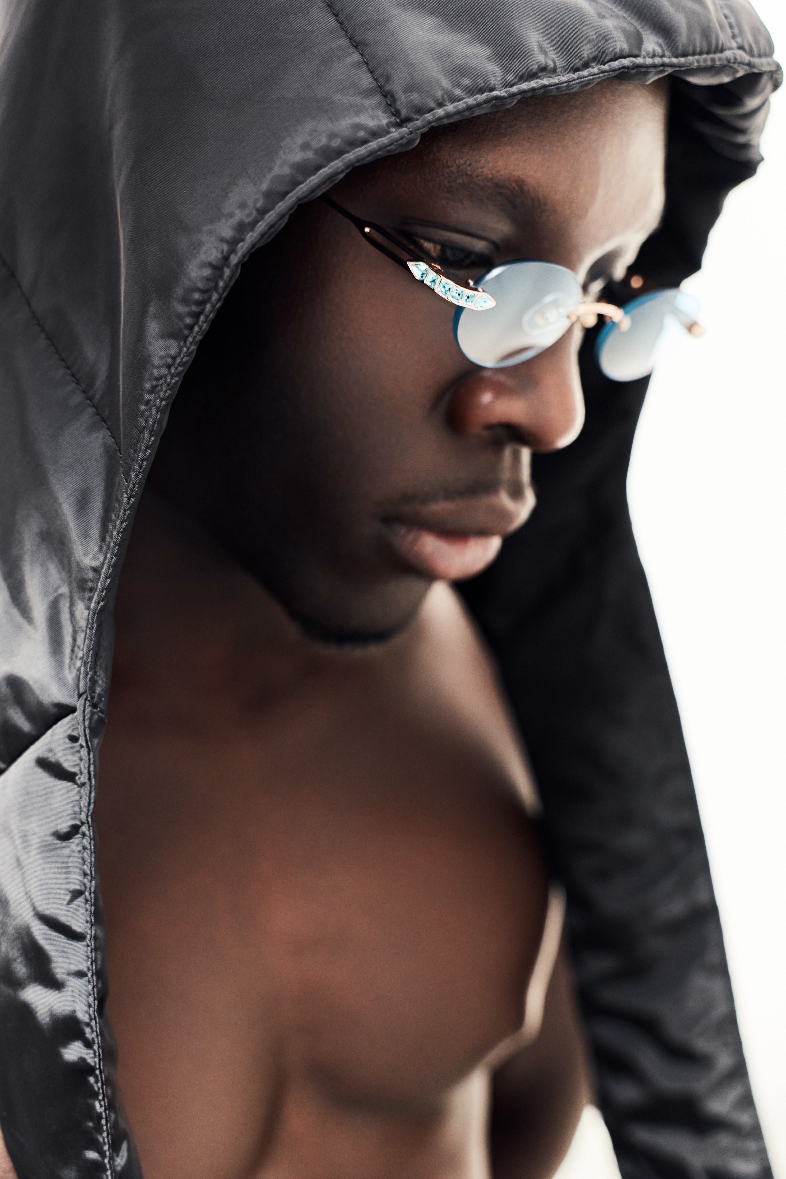 Rose Gold - Aqua Bohemica Crystal - Blue lenses