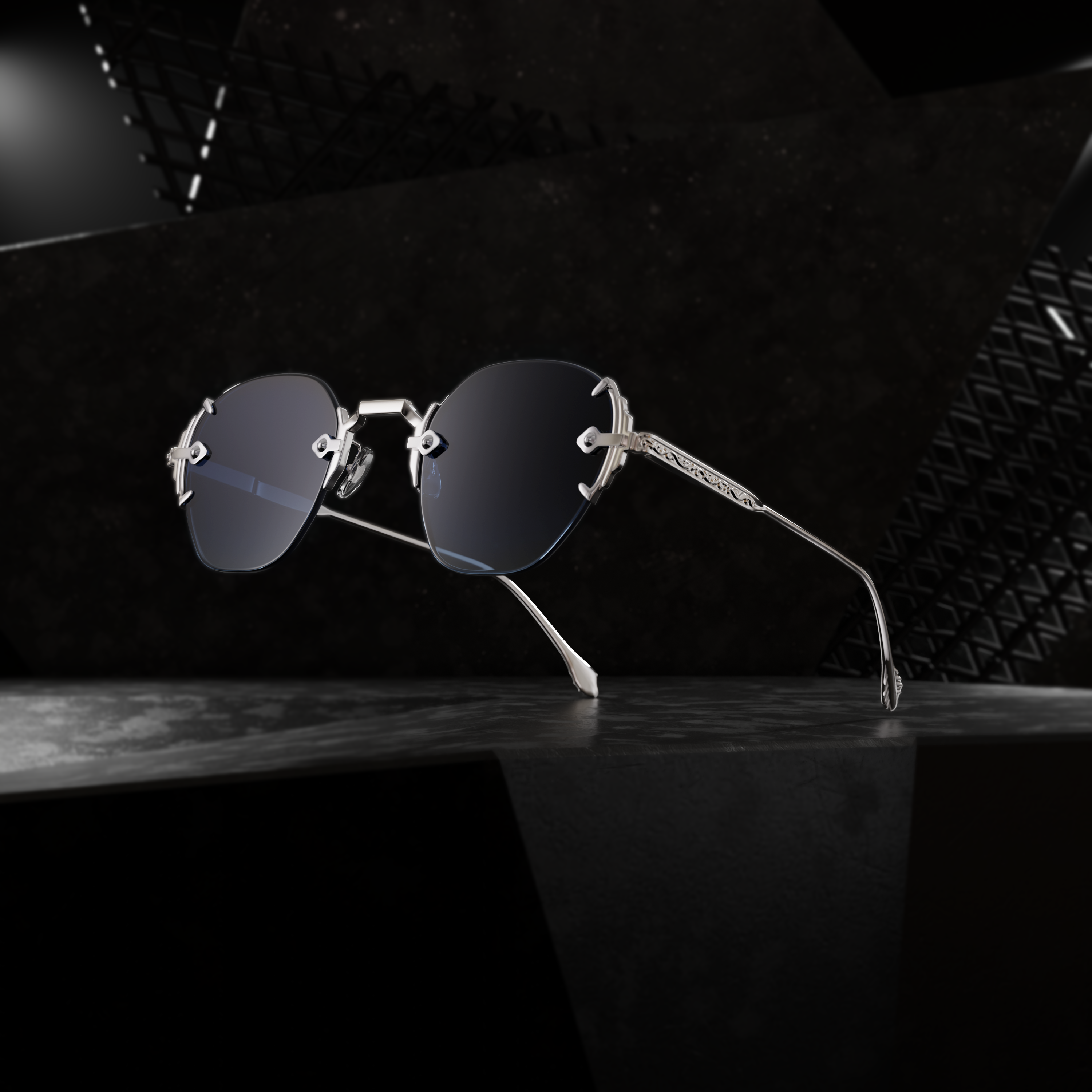 WHITE GOLD - GRADIENT BLUE LENS