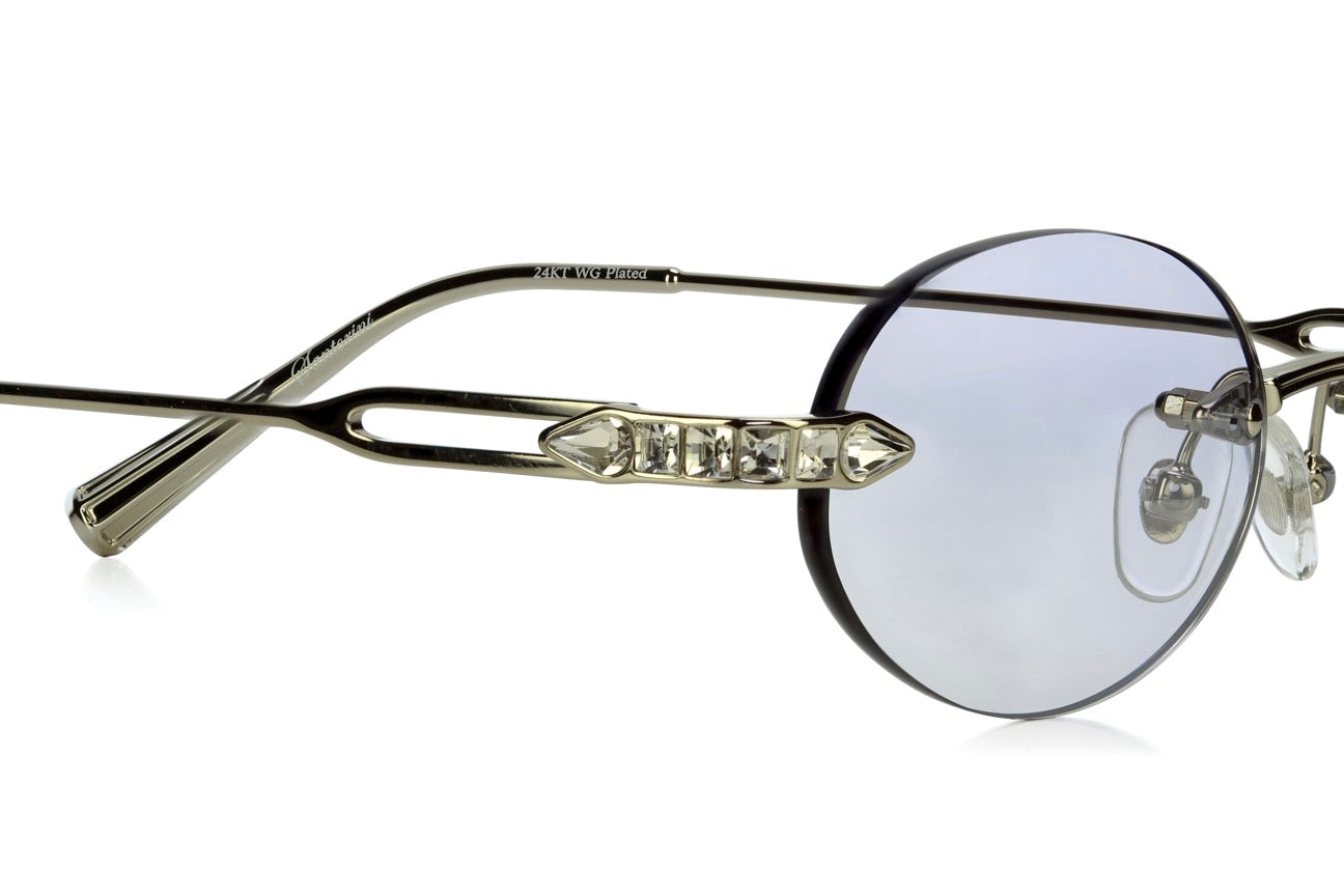 White Gold - Clear Crystal - Light Gray Flash Silver lenses