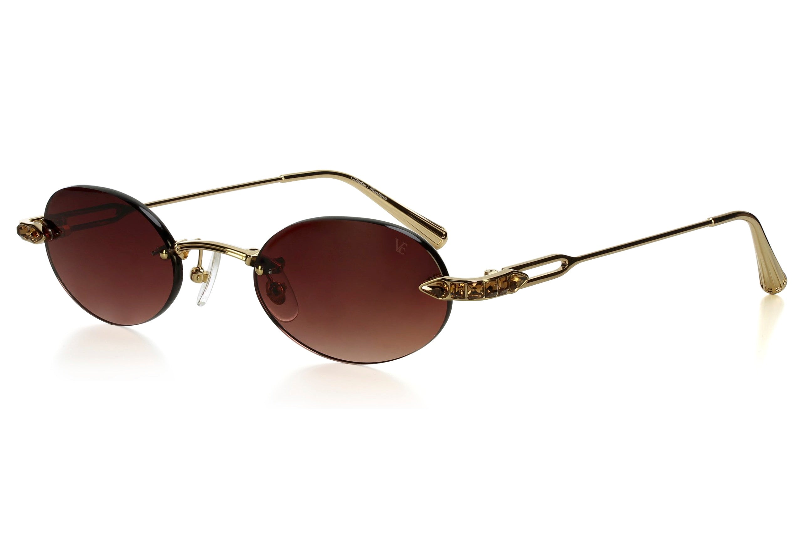 Yellow Gold - Topaz Crystal - Dark Brown lenses
