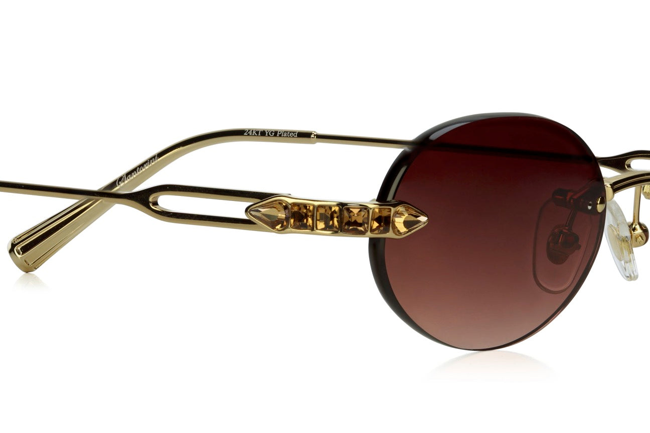 Yellow Gold - Topaz Crystal - Dark Brown lenses
