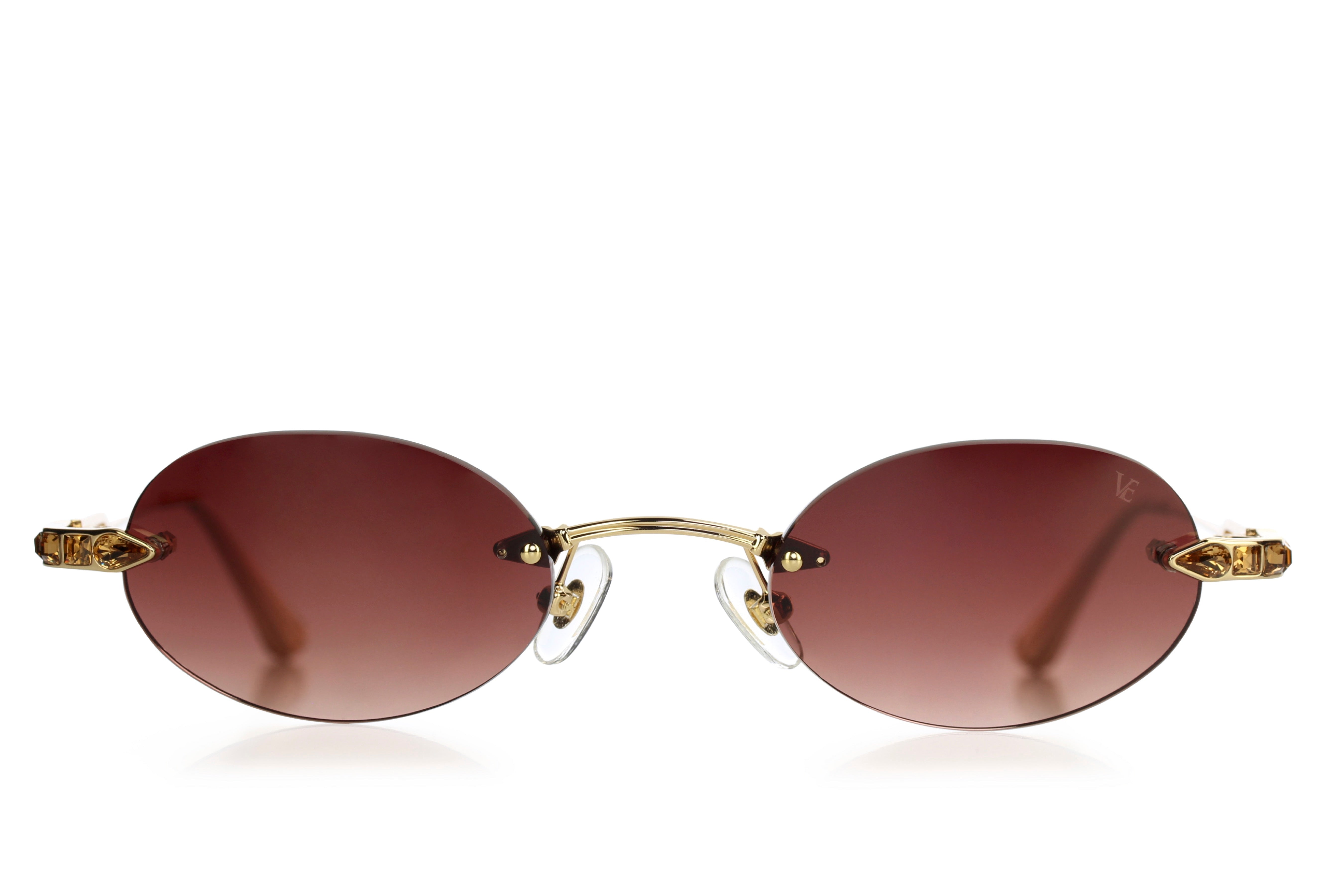 Yellow Gold - Topaz Crystal - Dark Brown lenses